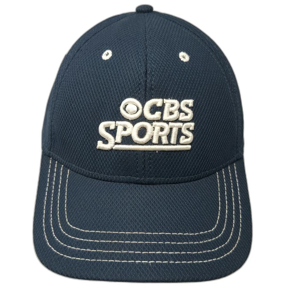 CBS Sports Baseball Cap Blue One Size Contrast Stitching Textured Strapback Hat